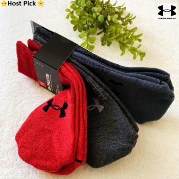 Under Armour Other - UNDER ARMOUR UA Phenom Crew Socks Unisex Red, Grey, Blue 3-Pack Men's Size 8-12
